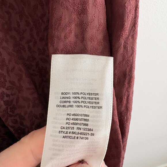 Aritzia Little Moon Campari Ruffle Dress Truffle Maroon Burgundy Size Small - Picture 10 of 10